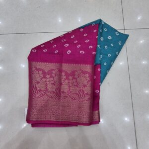Bandhani Print Dola Silk Sarees 10% Discount