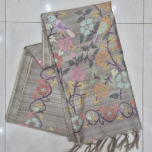 Printed Tussar Silk Sarees with Running Blouse 10 % Discount