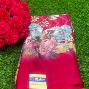 Crape printed designer Sarees with running blouse
